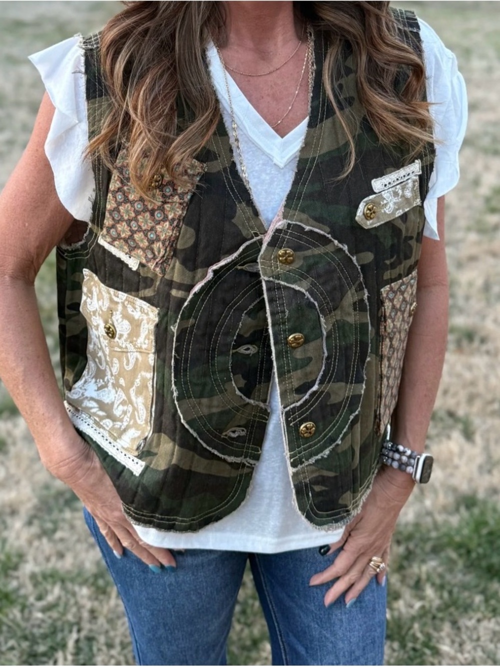 POL Oversized Camo Under The Radar Patch Vest